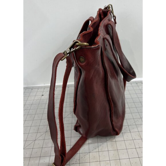 MALEDETTI TOSCANI Florence ITALY Tooled Red Leather Tote Bag Purse - Picture 7 of 15